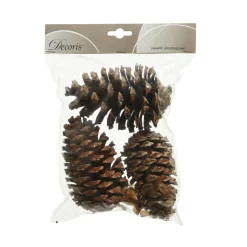 Decoris dennenappels met natuurgetrouwe look - naturel - 3 stuks