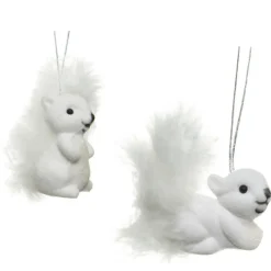Decoris Eekhoorn Kersthangers - 2x St - Wit - 6 Cm - Kunststof