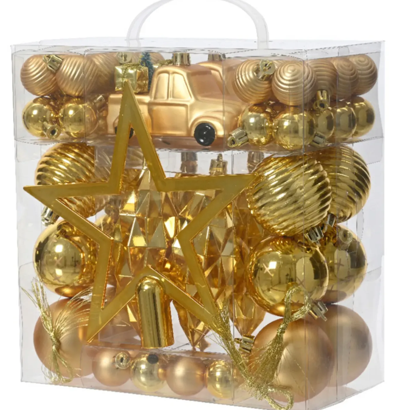Decoris Kerstballen, Ornamenten En Piek - Set -67x-goud-kunststof