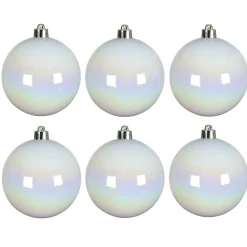 Decoris Kerstballen - 6x St - Wit Parelmoer - D8 Cm - Kunststof