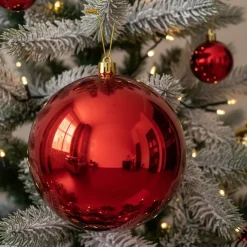 Decoris Kerstbal - Rood - Groot - Kunststof - 25 Cm