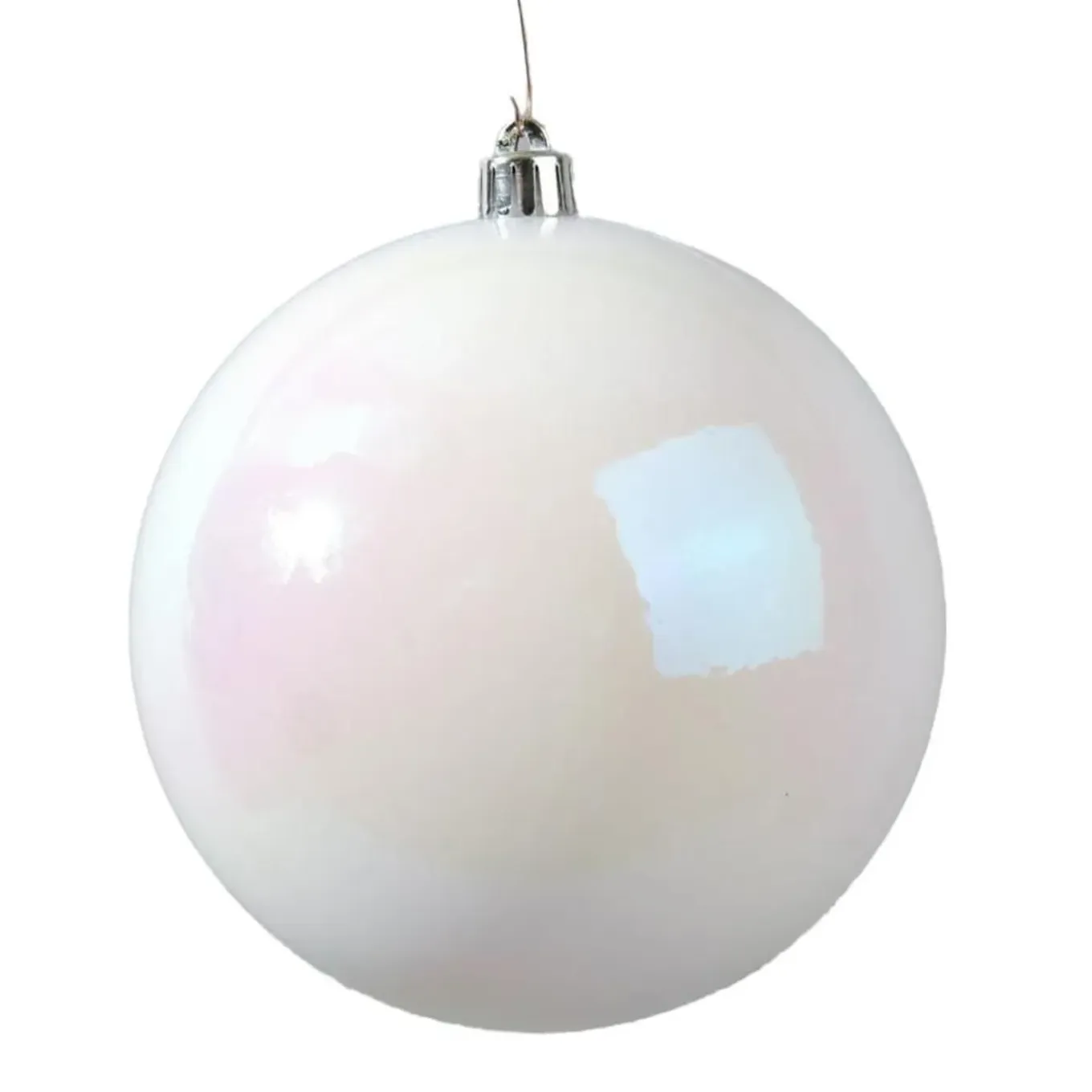 Decoris Kerstbal - Wit Parelmoer - Groot - Kunststof - 14 Cm