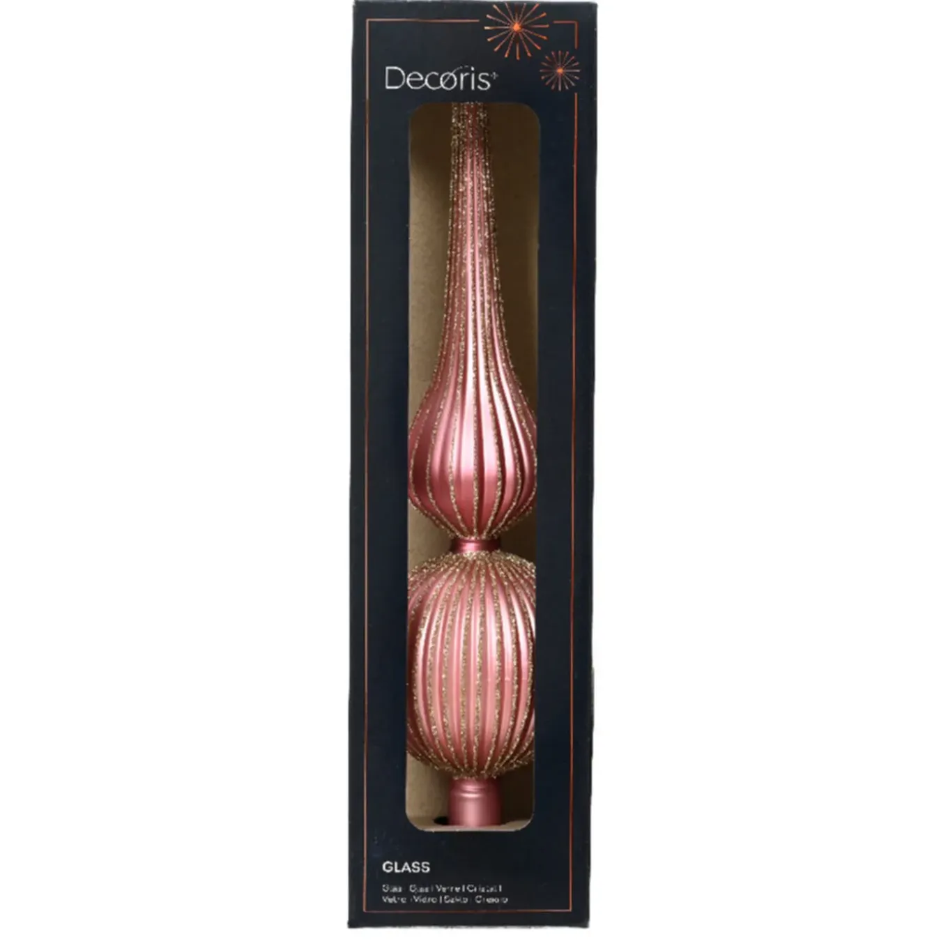 Decoris Kerstboompiek - 31 Cm - Glas - Oudroze/goud