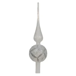 Decoris Kerstboom Piek Luxe - Wit - Zilver Ijslak- Glas - 31cm