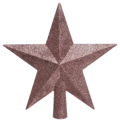 Decoris Kerstboom Piek - Ster Vorm - Oudroze - Glitter - 19 Cm