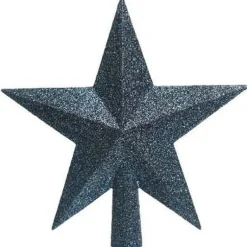 Decoris Kerstboom Piek - Ster Vorm -donkerblauw - Glitter -19 Cm