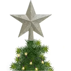 Decoris Kerstboom Piek - 1x - Ster Vorm - Champagne - Glitter - 19 Cm