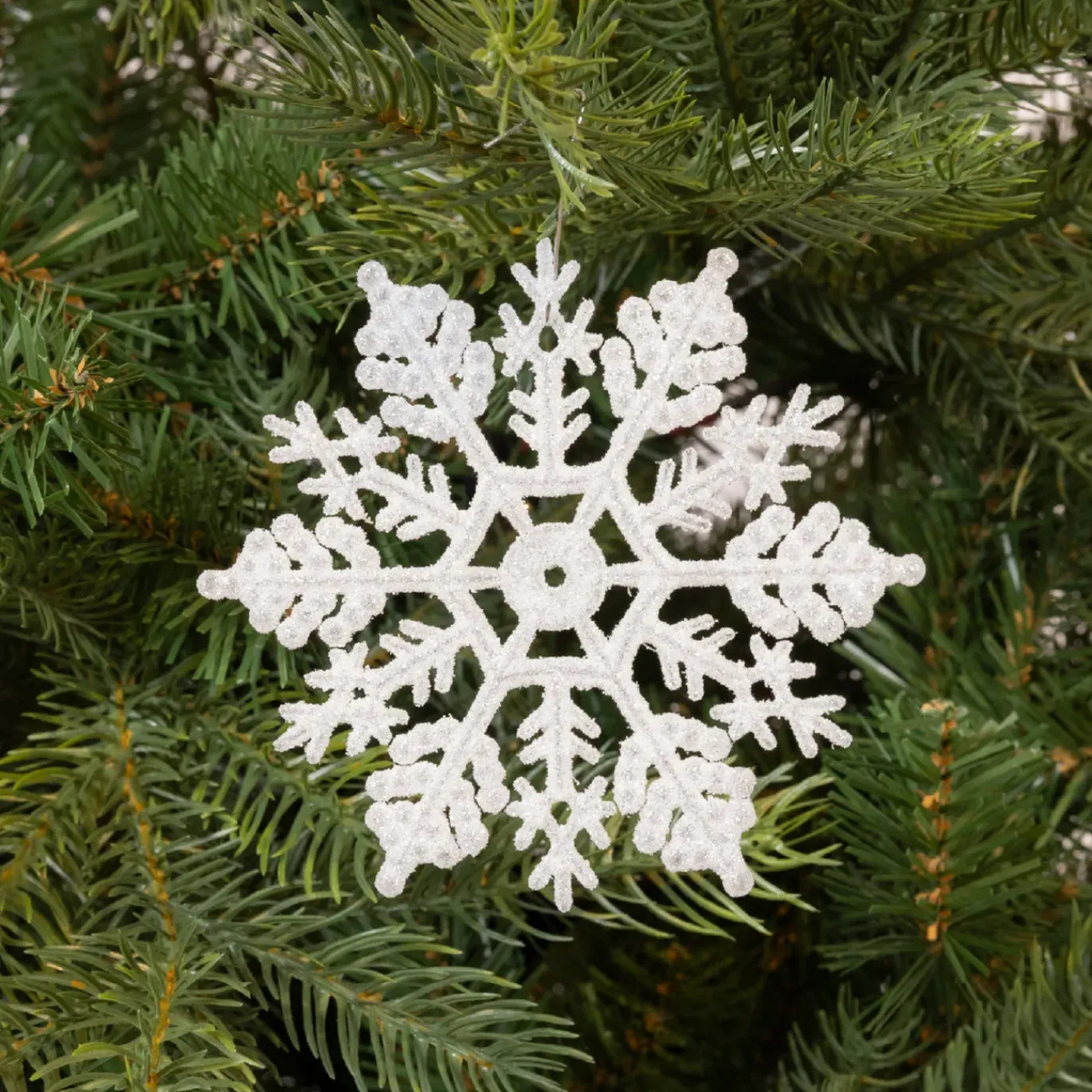 Decoris Kersthangers - Sneeuwvlokken - 12x - Wit - 10 Cm