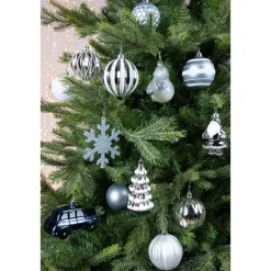 Decoris Kersthangers - 25x - 8 Cm - Wit En Lichtblauw