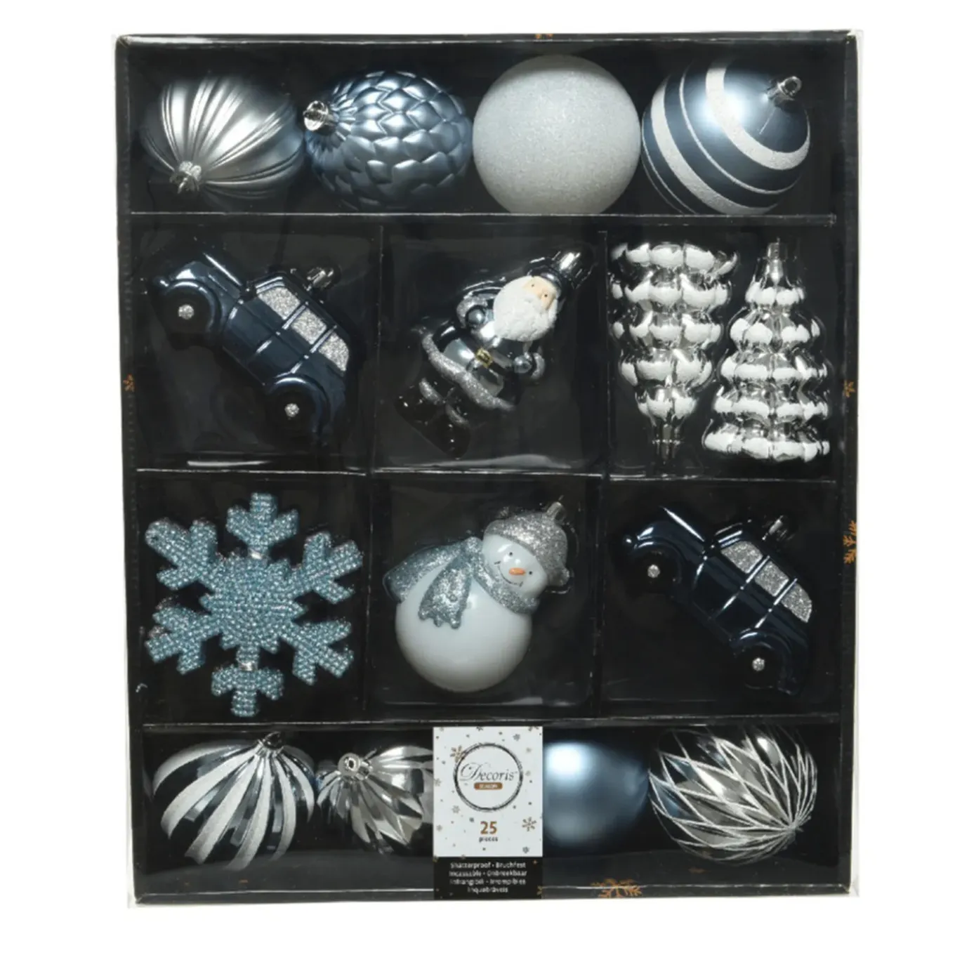 Decoris Kersthangers - 25x - 8 Cm - Wit En Lichtblauw