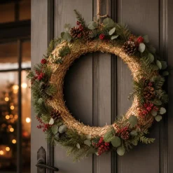 Decoris Kerstkrans Van Stro - 25 X 5 Cm - Diy Kransen Maken