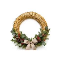 Decoris Kerstkrans Van Stro - 25 X 5 Cm - Diy Kransen Maken
