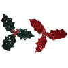 Decoris Kerstornament Hulst Polyester Fluweel - 15x15x8cm
