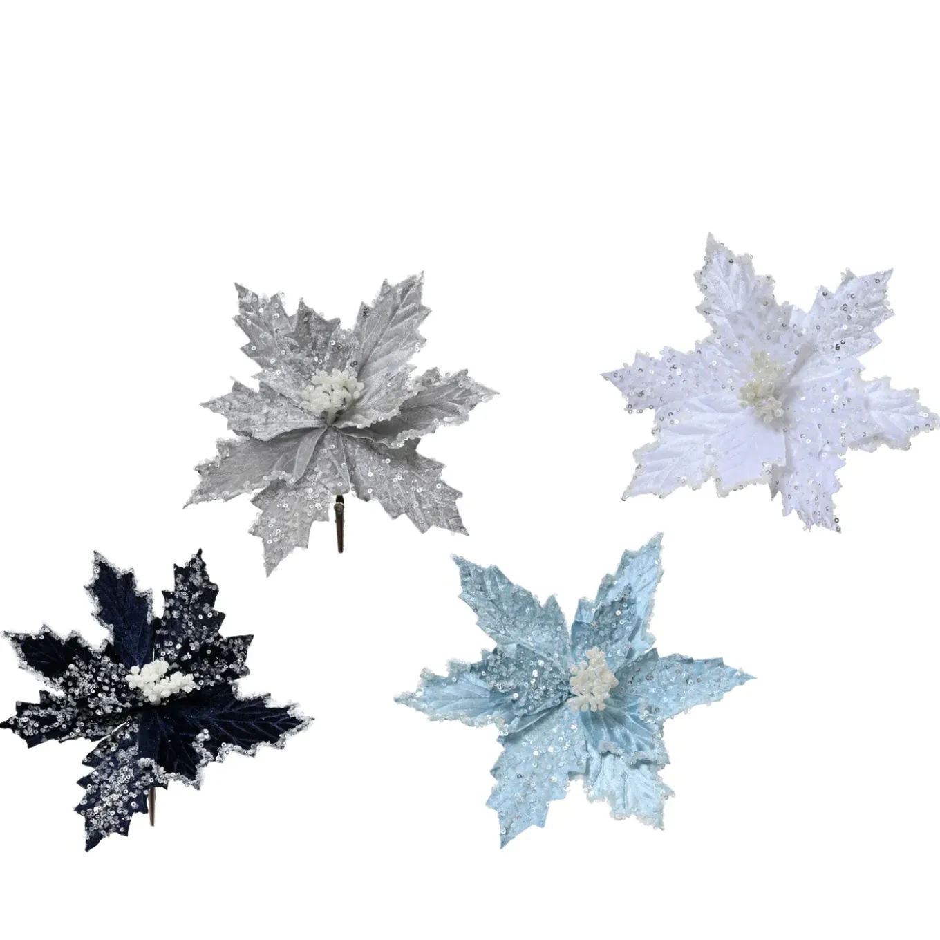 Decoris Kerstornament Poinsettia Fluweel - 24x24x14cm