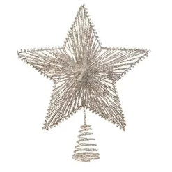 Decoris Kerst Piek - Ster Vorm - Champagne - Glitters - 25 Cm