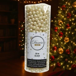 Decoris Kerstslinger - Kralen - Parel Champagne - 10 Meter