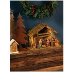Decoris Kerststal - Inclusief 8 Figuren - 38 X 18 X 29 Cm