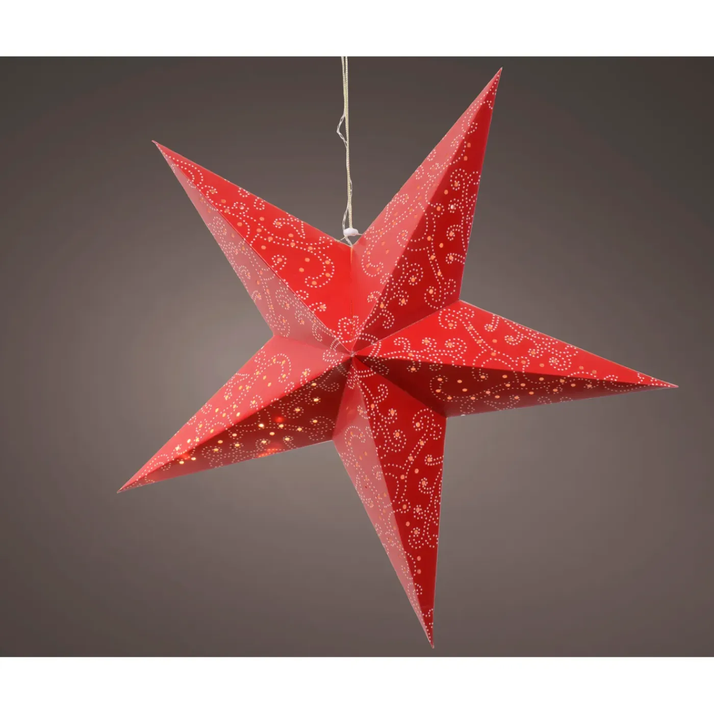 Decoris LED Ster van Papier Lichtsnoer - 20 LED's - Warm Wit - 60cm - Binnen