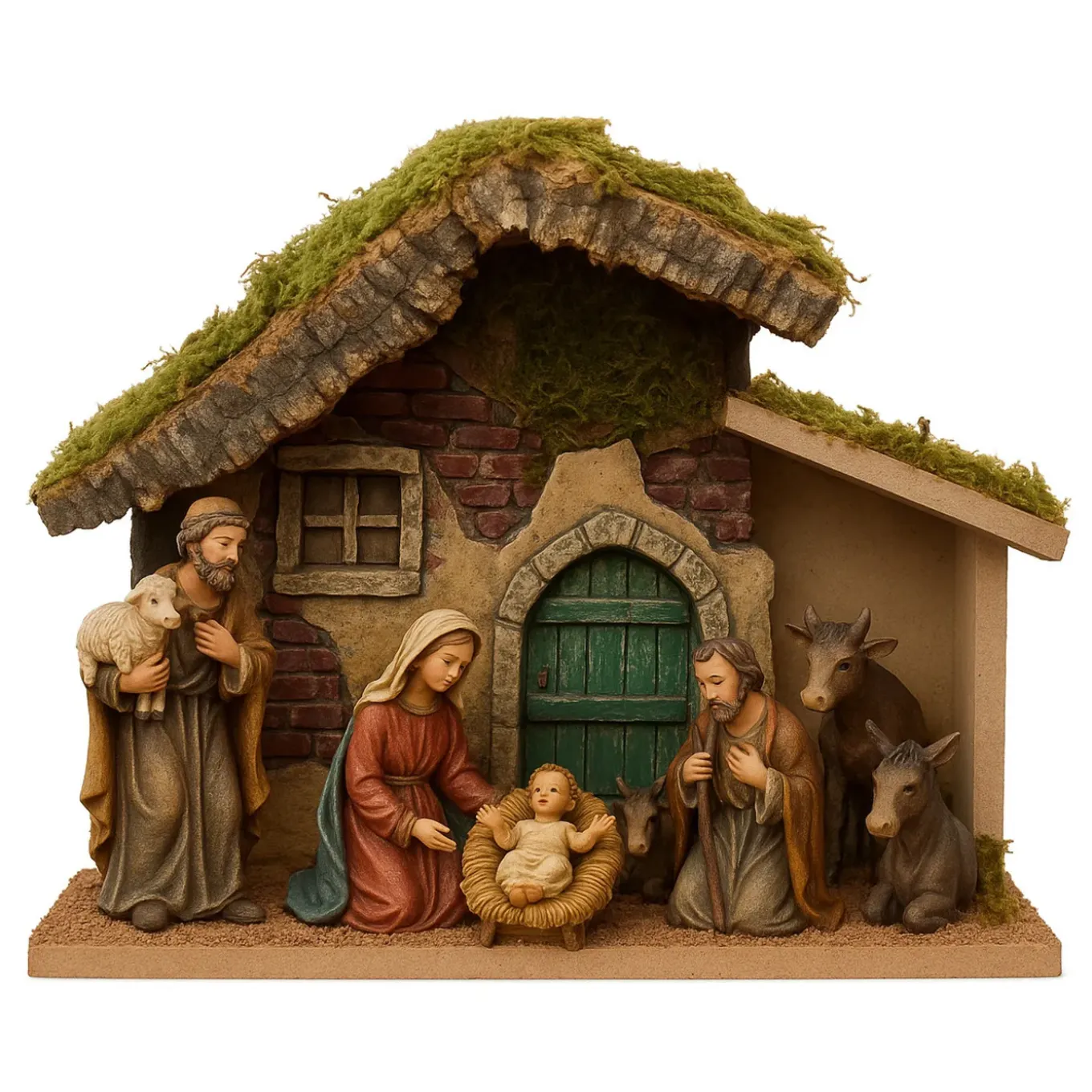 Decoris Lege Kerststal –23 X 11 X 21 Cm –hout/mos –zonder Beelden