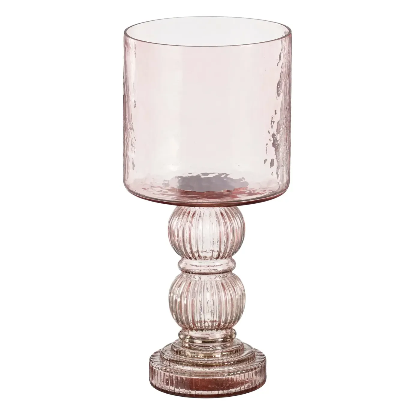 Decoris Mala Windlicht Glas - Lichtroze - 33cm - Set van 6