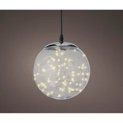 Decoris Micro Led Bal Plastic Transparant/warm Wit Verlichte Cadeaudoos - 80 LED's - Warm Wit - 23cm - Binnen & Buiten