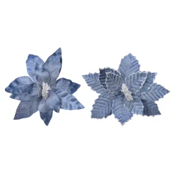 Decoris poinsettia blauw 34x6cm 1 stuk