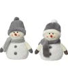 Decoris Sneeuwpop Polyester - Grijs/Wit - 29cm