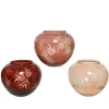 Decoris Vaas Glas Rond Shiny - Mahonie - 12 cm
