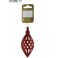 Overig Dennenappel om op te hangen - Rood - Kunststof - Diameter 4,5x11 cm