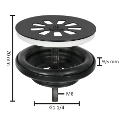 Differnz Afvoerplug Mix & Match Clic-clac - Messing - Zonder overloop - Zwart mat - 64mm