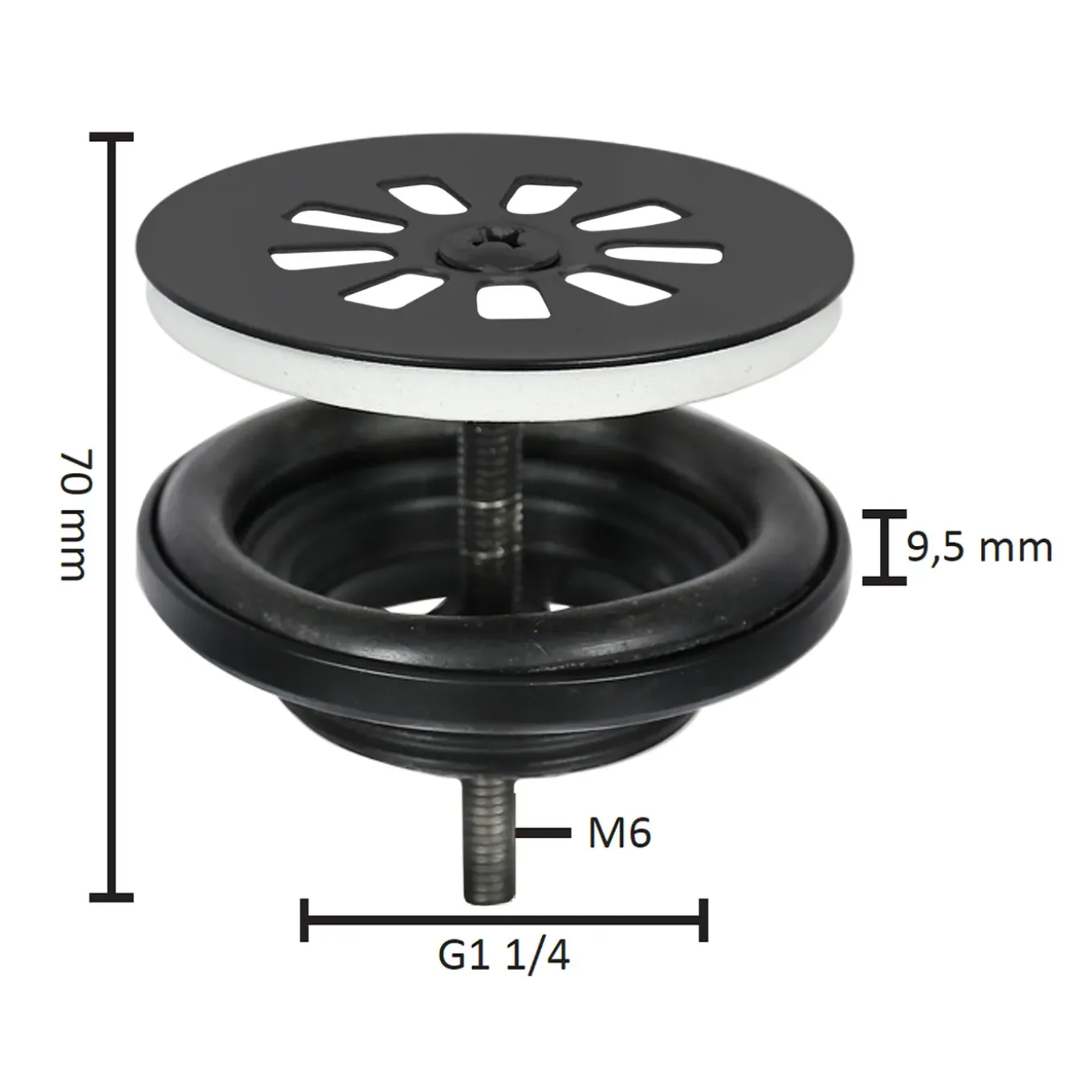 Differnz Afvoerplug Mix & Match Clic-clac - Messing - Zonder overloop - Zwart mat - 64mm