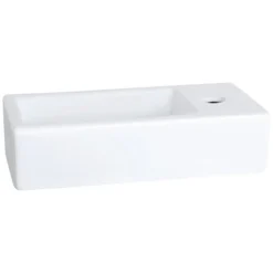 Differnz Ravo Fontein - 38.5x18.5x9.5cm - 1 Kraangat Rechts - Keramiek Wit