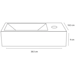 Differnz Ravo Fontein - 38.5x18.5x9.5cm - 1 Kraangat Rechts - Keramiek Wit