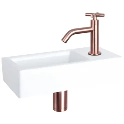 Differnz Ravo Fontein - 38.5x18.5x9.5cm - 1 Kraangat Rechts - Keramiek Wit