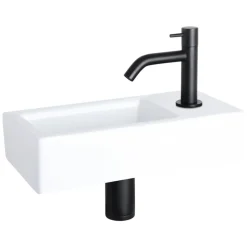 Differnz Ravo Fontein - 38.5x18.5x9.5cm - 1 Kraangat Rechts - Keramiek Wit