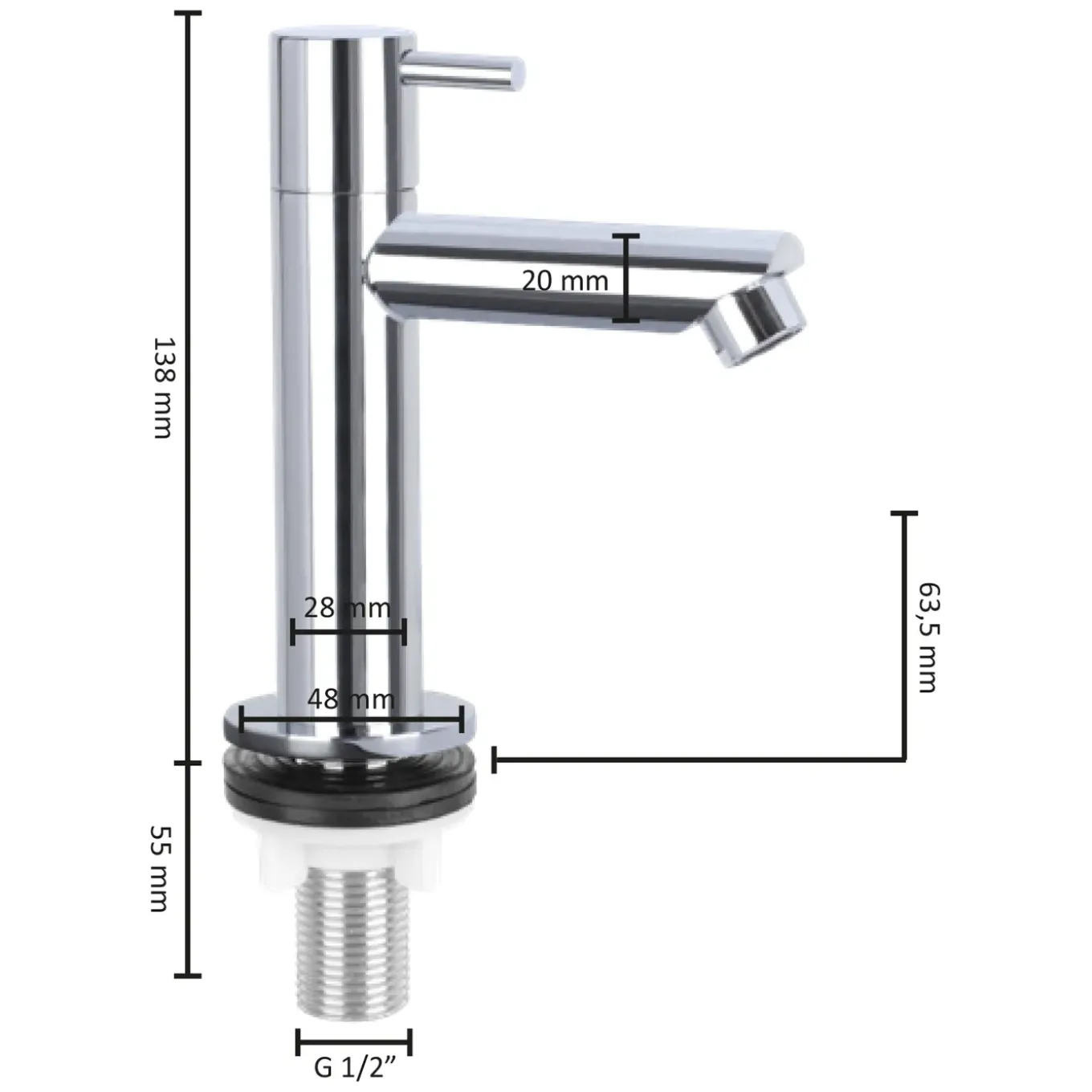 Differnz Toiletkraan Mix & Match - Chroom - 42cm