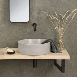 Differnz Waskom Badkamer Marba - Beton - Rond - Lichtgrijs - 47,5cm