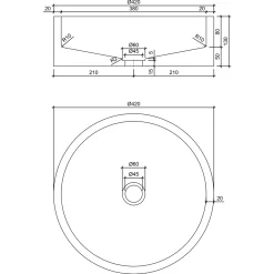 Differnz Waskom Badkamer Marba - Beton - Rond - Lichtgrijs - 47,5cm