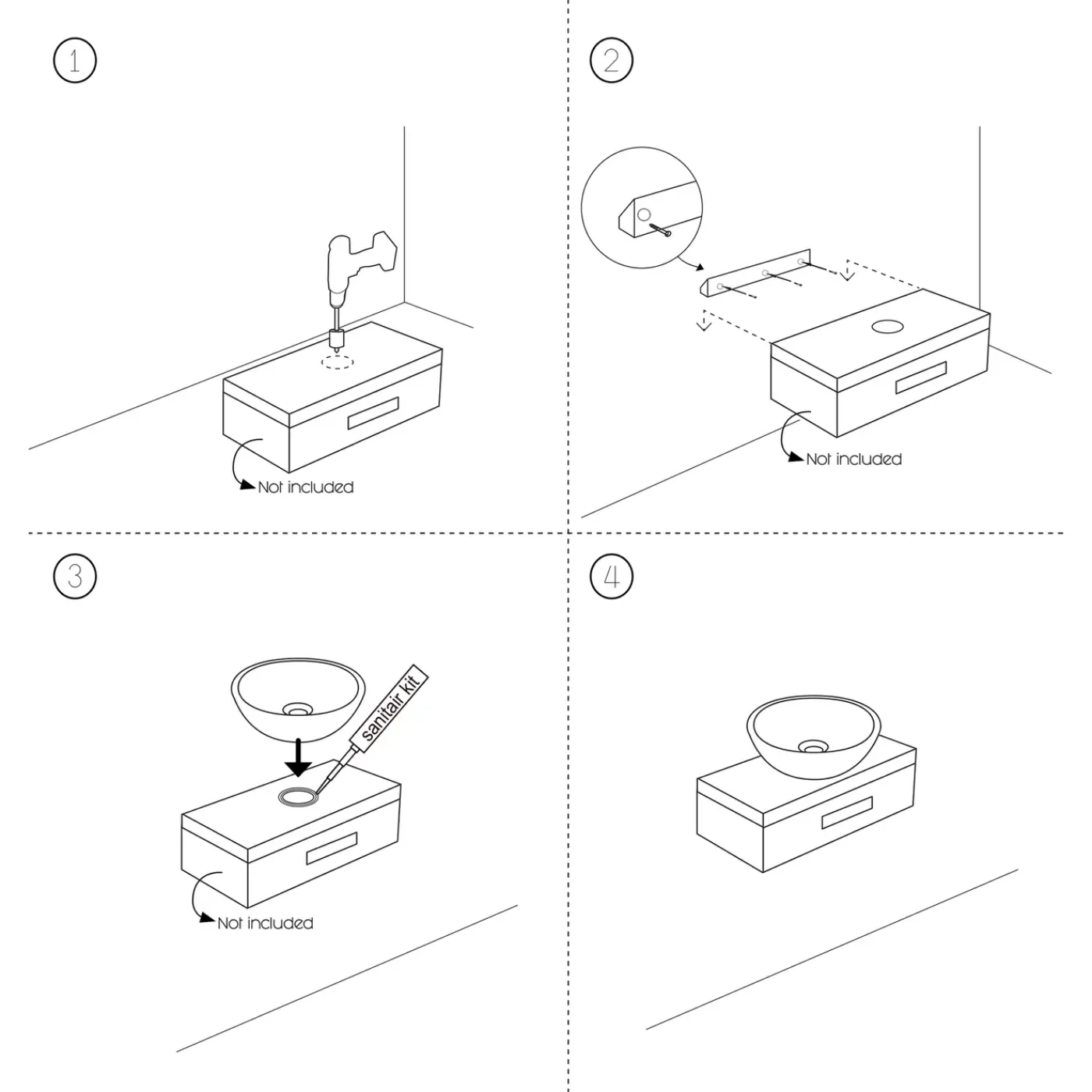 Differnz Waskom Badkamer Marba - Beton - Rond - Lichtgrijs - 47,5cm