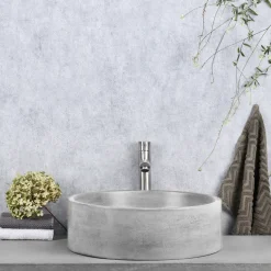 Differnz Waskom Badkamer Marba - Beton - Rond - Lichtgrijs - 47,5cm