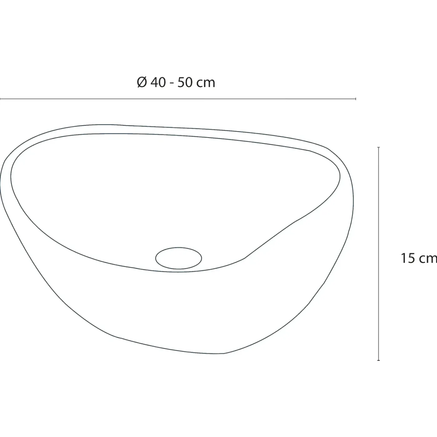 Differnz Waskom Lombok - Riviersteen - Rond - Grijs - 47x47x18cm