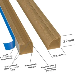 D-Line kabelgoot zelfklevend kwartrond 22x22mm 2m premium hout optiek