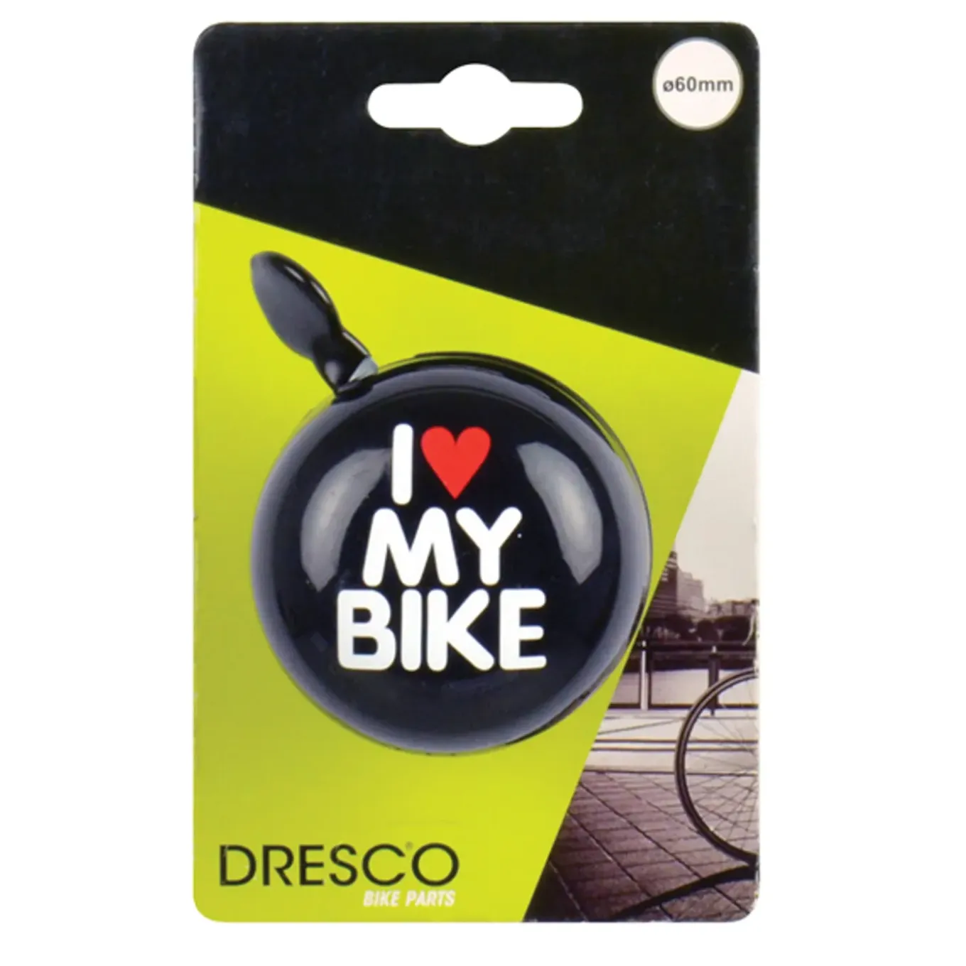 Dresco fietsbel Dingdong ‘I Love My Bike’ 60mm
