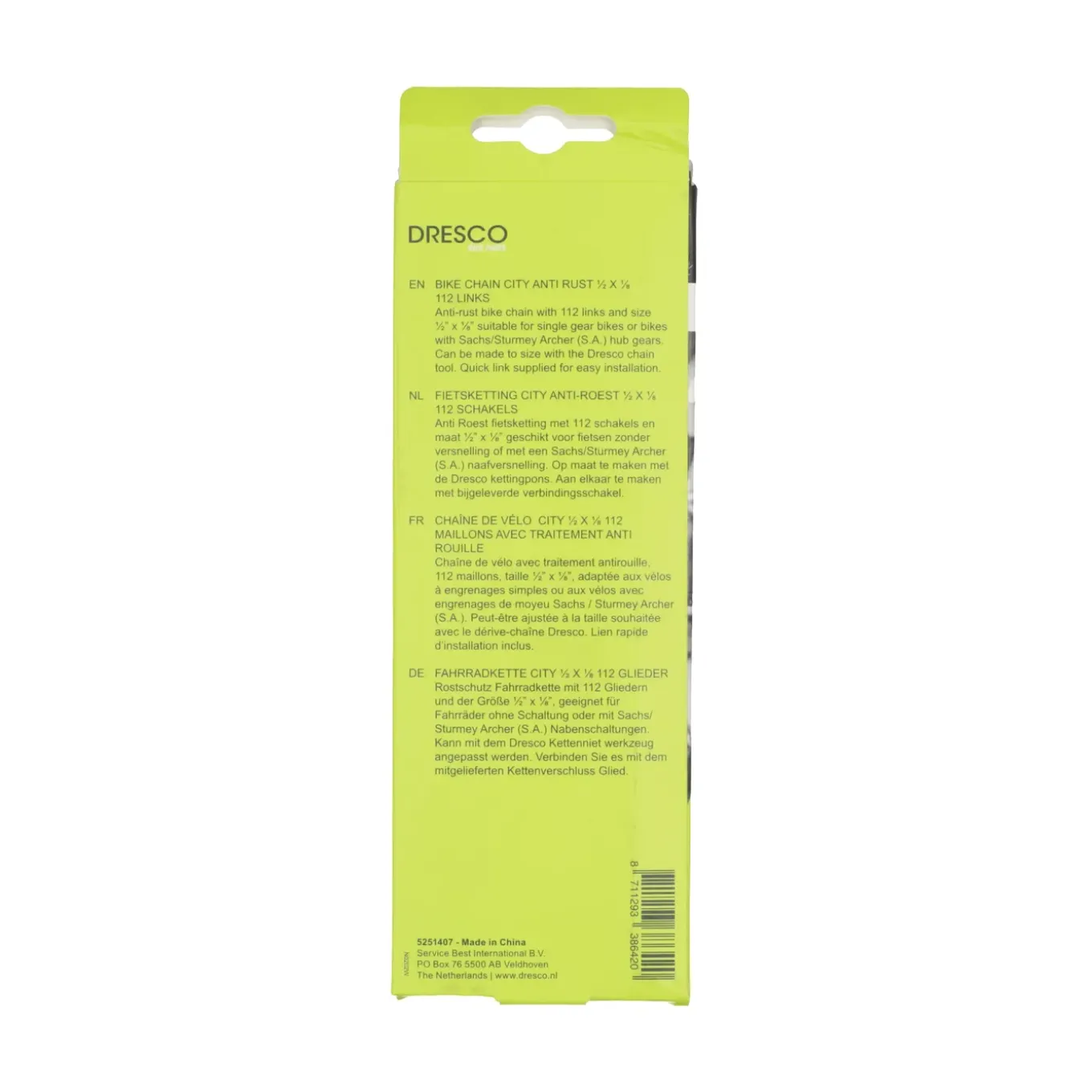 Dresco fietsketting anti-roest 112 schakels