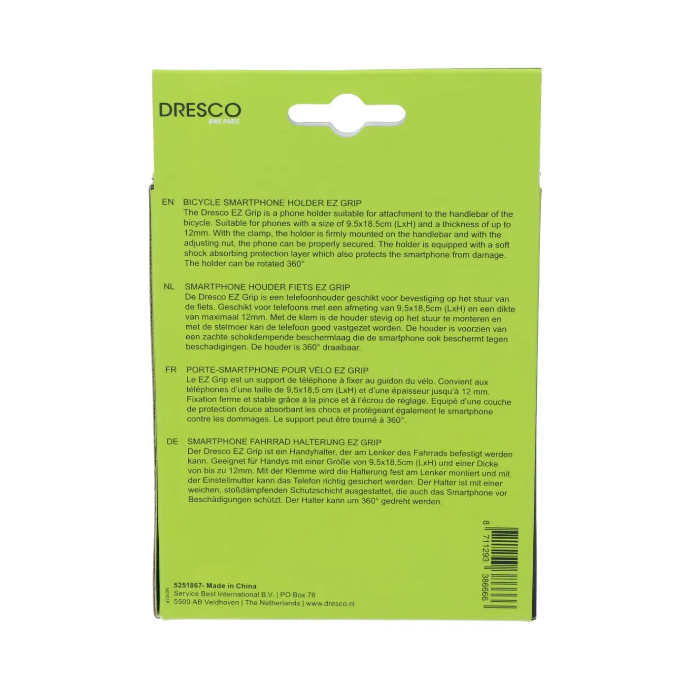 Dresco smartphone houder fiets EZ Grip zwart