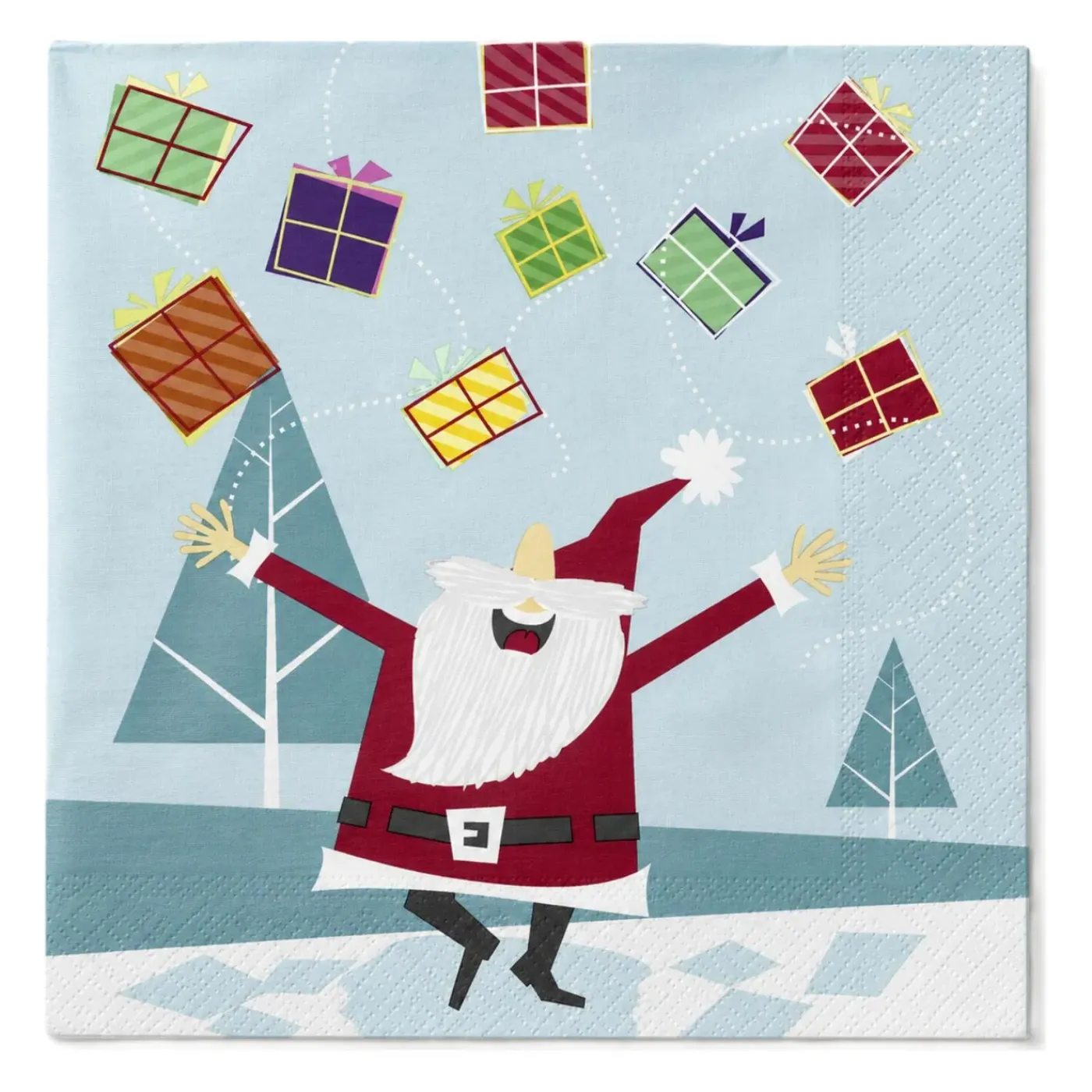 Duni Kerst Thema Servetten - 20x St - 33 Cm - Blauw Met Kerstman