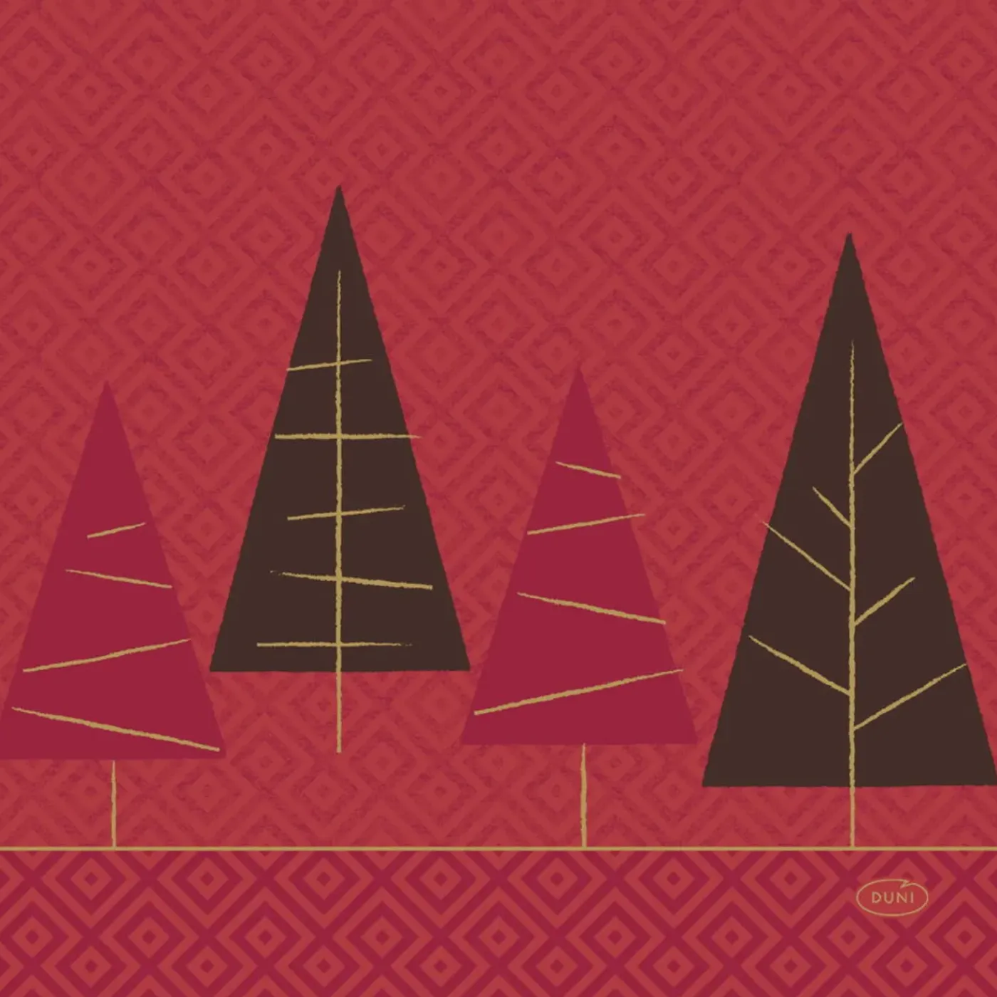 Duni Kerst Thema Servetten - 20x St - 33 X 33 Cm - Met Kerstbomen