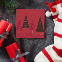 Duni Kerst Thema Servetten - 20x St - 33 X 33 Cm - Met Kerstbomen