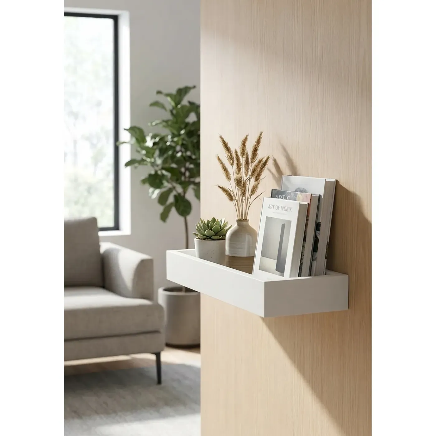 Duraline moderne verdiepte wandplank wit 9003 60x4x15cm