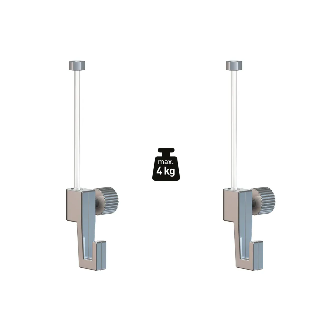 Duraline Ophangset voor schilderijen PHS S/2 - Rail Click+Top+Up - 4kg - transparant - 2 stuks